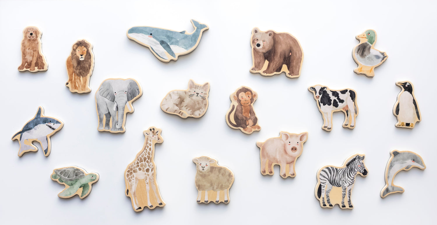 wooden animal magnets